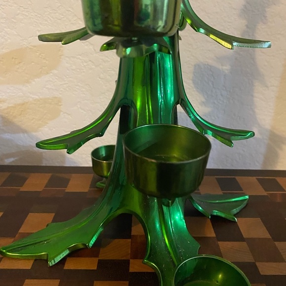 Vtg. Rare Pottery Barn 12” Green Heavy Metal Christmas Ball Candle Holder Tree - Picture 5 of 15
